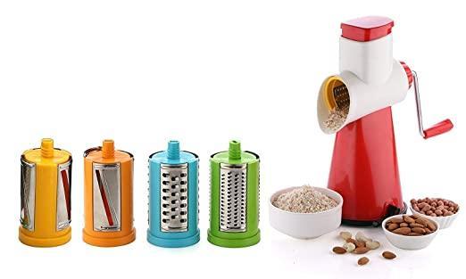 4 in 1 Drum Grater Shredder Slicer for Vegetable, Fruits, Chocolate, Dry Fruits, Salad Maker